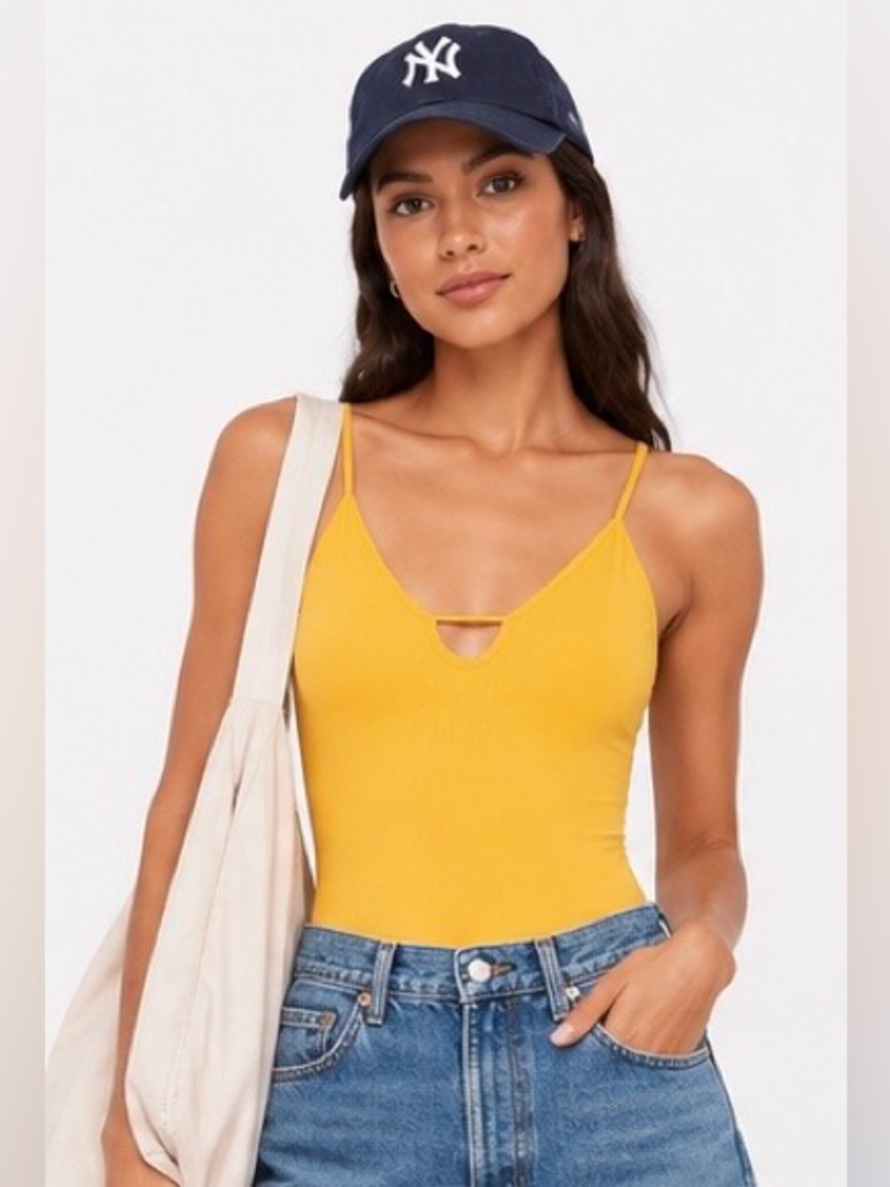 Free People NWOT Move Along Bodysuit in Goldenrod